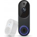 Aresgame 1080P Wireless Video Doorbell Camera with 2.4G WiFi AI Human Detection Two Way Audio Night Vision Indoor Outdoor Security Camera Cloud Storage Support