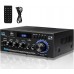 ARESGAME AK45 Bluetooth Stereo Receiver Amplifier 300W x2 2 Channel HiFi Audio Amp with FM Radio USB SD MIC Inputs Bass Treble Control for Home Stereo Karaoke Party Speakers