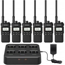 ARESGAME RT86S Walkie Talkie 2nd Gen Long Range Professional 2-Way Radio with 6-Way Charger, 2600mAh Rechargeable, Type C, NOAA, Heavy Duty Two-Way Radio for Adults Industrial (6 Pack)